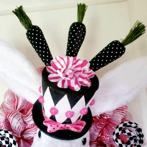 Spring Bunny Wreath Deco Mesh Bow Plush Rabbit - Picture 7 of 12
